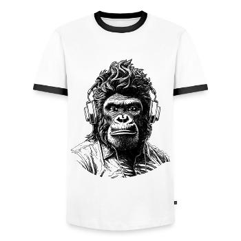 T-shirt urbain Gorilla Groove avec une touche hip-hop - T-shirt contrasté Homme - blanc/noir - Devant - AI Model Female 172 light (172cm) & AI Model Male 178 dark (178cm)
