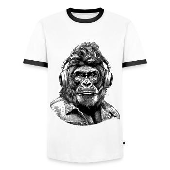 Chemise Hard Rock Gorilla Design - T-shirt contrasté Homme - blanc/noir - Devant - AI Model Female 172 light (172cm) & AI Model Male 178 dark (178cm)