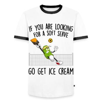Funny Pickleball Player Paddleball Lover - T-shirt contrasté Homme - blanc/noir - Devant - AI Model Female 172 light (172cm) & AI Model Male 178 dark (178cm)