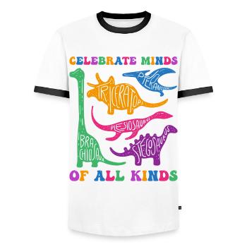 Celebrate Minds Of All Kinds - Autism Awareness - T-shirt contrasté Homme - blanc/noir - Devant - AI Model Female 172 light (172cm) & AI Model Male 178 dark (178cm)