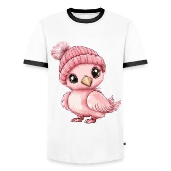 Flamingo Cute Cute Baby Kids Animal Cartoon - Men's Ringer Shirt - white/black - Front - AI Model Female 172 light (172cm) & AI Model Male 178 dark (178cm)