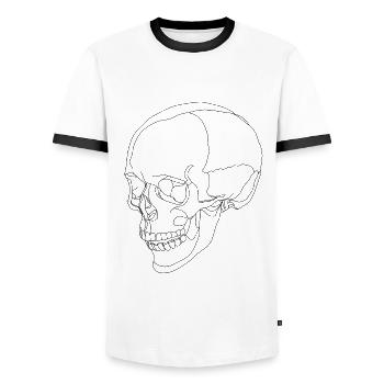 Crâne - crâne - squelette - une ligne - T-shirt contrasté Homme - blanc/noir - Devant - AI Model Female 172 light (172cm) & AI Model Male 178 dark (178cm)