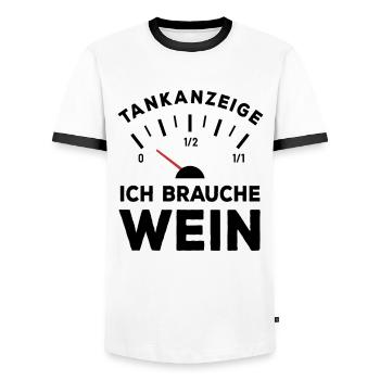 Tank leer - Ich brauche Wein - Sauf Spruch - Männer Kontrast-T-Shirt - Weiß/Schwarz - Vorne - AI Model Female 172 light (172cm) & AI Model Male 178 dark (178cm)