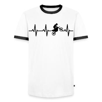 Motocross Rider ECG - Men's Ringer Shirt - white/black - Front - AI Model Female 172 light (172cm) & AI Model Male 178 dark (178cm)