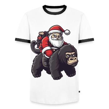 Gorilla Weihnachtsmann - Männer Kontrast-T-Shirt - Weiß/Schwarz - Vorne - AI Model Female 172 light (172cm) & AI Model Male 178 dark (178cm)