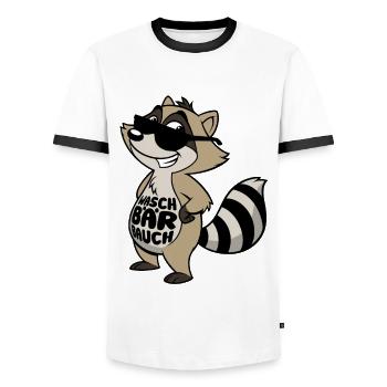 Waschbär Bauch - Waschbrett Bauch Sport Geschenk - Männer Kontrast-T-Shirt - Weiß/Schwarz - Vorne - AI Model Female 172 light (172cm) & AI Model Male 178 dark (178cm)