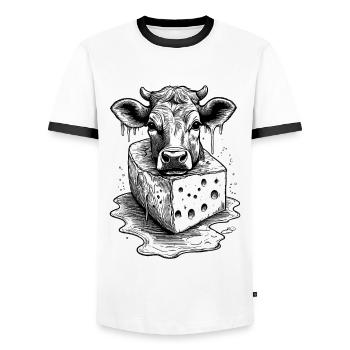 Chemise à raclette Alm avec une touche suisse rustique - T-shirt contrasté Homme - blanc/noir - Devant - AI Model Female 172 light (172cm) & AI Model Male 178 dark (178cm)