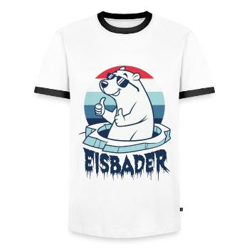 Eisbaden Eisbad Winterbader Cartoon - Männer Kontrast-T-Shirt - Weiß/Schwarz - Vorne - AI Model Female 172 light (172cm) & AI Model Male 178 dark (178cm)