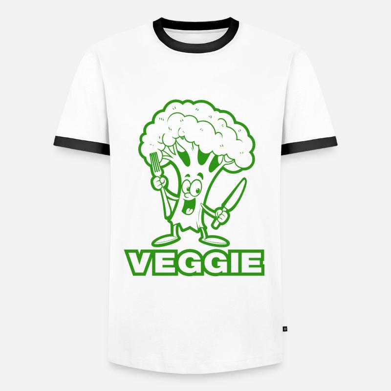 Broccoli Veggie - Vegetables, vegan - Men's Ringer Shirt - white/black