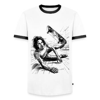 Skater-Chaos auf Rädern Shirt - Männer Kontrast-T-Shirt - Weiß/Schwarz - Vorne - AI Model Female 172 light (172cm) & AI Model Male 178 dark (178cm)