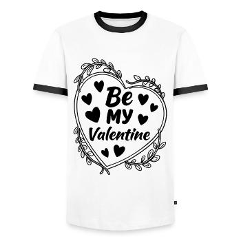 Be my Valentine - Liebe - Geschenk - Männer Kontrast-T-Shirt - Weiß/Schwarz - Vorne - AI Model Female 172 light (172cm) & AI Model Male 178 dark (178cm)