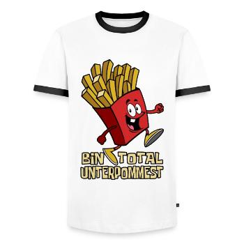 Bin total unterpommest Pommes Fast Food Geschenk - Männer Kontrast-T-Shirt - Weiß/Schwarz - Vorne - AI Model Female 172 light (172cm) & AI Model Male 178 dark (178cm)