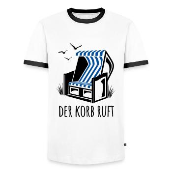 Der Korb ruft - Strandkorb - Meer - Urlaub - Männer Kontrast-T-Shirt - Weiß/Schwarz - Vorne - AI Model Female 172 light (172cm) & AI Model Male 178 dark (178cm)