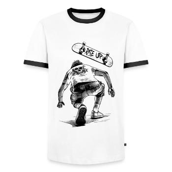 Patin. Linteau. Lève-toi. Chemise pour les vrais patineurs. - T-shirt contrasté Homme - blanc/noir - Devant - AI Model Female 172 light (172cm) & AI Model Male 178 dark (178cm)