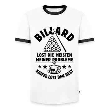 Billard löst meine Probleme - Kaffee Spruch - Männer Kontrast-T-Shirt - Weiß/Schwarz - Vorne - AI Model Female 172 light (172cm) & AI Model Male 178 dark (178cm)