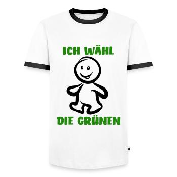 Ich wähl die Grünen - Wähler - Stimme - Männer Kontrast-T-Shirt - Weiß/Schwarz - Vorne - AI Model Female 172 light (172cm) & AI Model Male 178 dark (178cm)