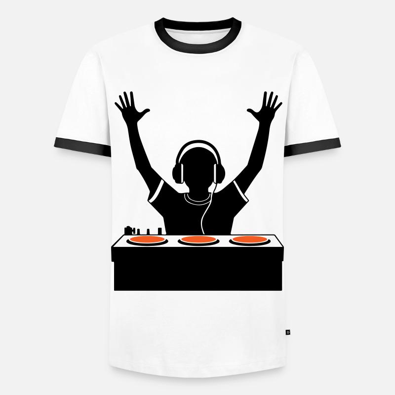 DJ Party Turntables - Männer Kontrast-T-Shirt - Weiß/Schwarz