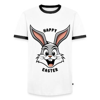 Happy Easter - Easter Bunny - Easter Egg - Gift - Men's Ringer Shirt - white/black - Front - AI Model Female 172 light (172cm) & AI Model Male 178 dark (178cm)