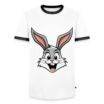 Happy Easter - Osterhase - Osterei - Geschenk - Männer Kontrast-T-Shirt - Weiß/Schwarz - Vorne - AI Model Female 172 light (172cm) & AI Model Male 178 dark (178cm)