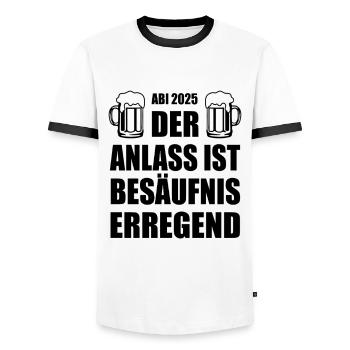 Abi 2025 besäufniserregend - Abitur - Spruch - Männer Kontrast-T-Shirt - Weiß/Schwarz - Vorne - AI Model Female 172 light (172cm) & AI Model Male 178 dark (178cm)