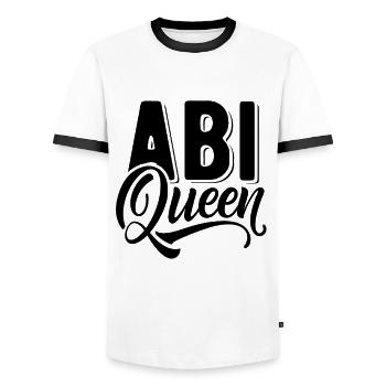 Abi Queen - Abitur - Spruch - Männer Kontrast-T-Shirt - Weiß/Schwarz - Vorne - AI Model Female 172 light (172cm) & AI Model Male 178 dark (178cm)