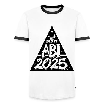 Abi 2025 - We did it - Abitur - Spruch - Männer Kontrast-T-Shirt - Weiß/Schwarz - Vorne - AI Model Female 172 light (172cm) & AI Model Male 178 dark (178cm)