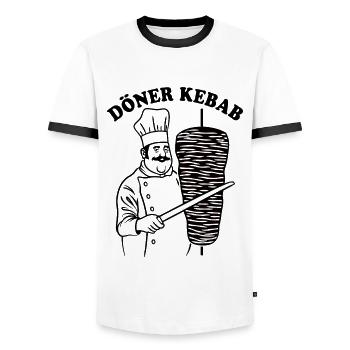 Döner Kebab - Fast Food - Spruch - Männer Kontrast-T-Shirt - Weiß/Schwarz - Vorne - AI Model Female 172 light (172cm) & AI Model Male 178 dark (178cm)