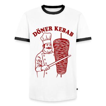 Döner Kebab - Fast Food - Spruch - Männer Kontrast-T-Shirt - Weiß/Schwarz - Vorne - AI Model Female 172 light (172cm) & AI Model Male 178 dark (178cm)