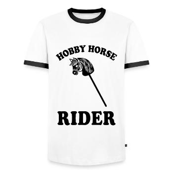 Hobby Horse Rider - Hobby Horse - Cadeau - T-shirt contrasté Homme - blanc/noir - Devant - AI Model Female 172 light (172cm) & AI Model Male 178 dark (178cm)