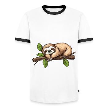 Drôle de paresseux : non, pas aujourd’hui - T-shirt contrasté Homme - blanc/noir - Devant - AI Model Female 172 light (172cm) & AI Model Male 178 dark (178cm)