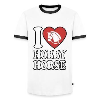 I Love Hobby Horse - Herz - Hobby - Männer Kontrast-T-Shirt - Weiß/Schwarz - Vorne - AI Model Female 172 light (172cm) & AI Model Male 178 dark (178cm)