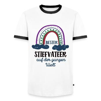 Bester Stiefvater Der Welt Bonus Papa Stiefpapa - Männer Kontrast-T-Shirt - Weiß/Schwarz - Vorne - AI Model Female 172 light (172cm) & AI Model Male 178 dark (178cm)