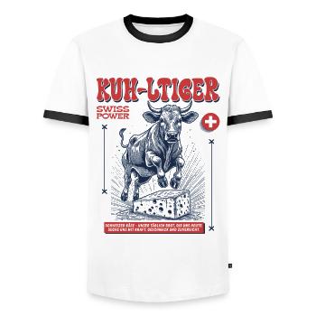 Witziges Gourmetfreunde Shirt im Kuh Style - Männer Kontrast-T-Shirt - Weiß/Schwarz - Vorne - AI Model Female 172 light (172cm) & AI Model Male 178 dark (178cm)