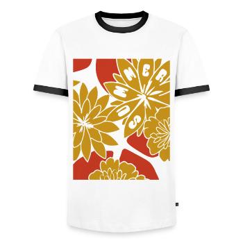 Blumen - Frühling - Blüten - Männer Kontrast-T-Shirt - Weiß/Schwarz - Vorne - AI Model Female 172 light (172cm) & AI Model Male 178 dark (178cm)