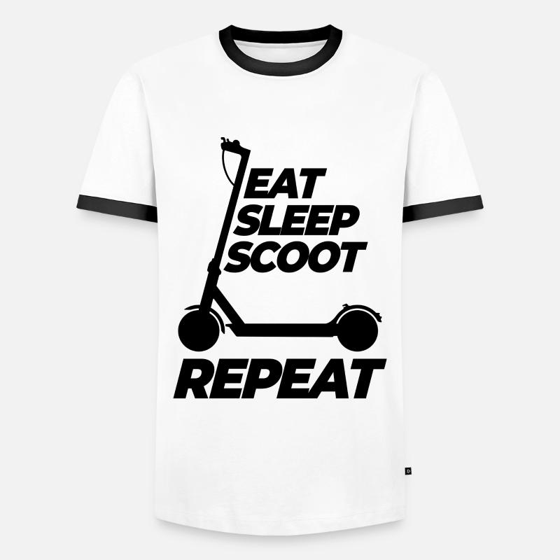 Eat Sleep Scoot Repeat, E-Scooter, Elektro Roller - Männer Kontrast-T-Shirt - Weiß/Schwarz