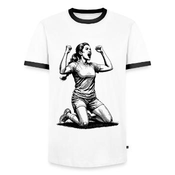 Chemise sécurisée Tor ! Footballeur avec le sens du ballon ! - T-shirt contrasté Homme - blanc/noir - Devant - AI Model Female 172 light (172cm) & AI Model Male 178 dark (178cm)