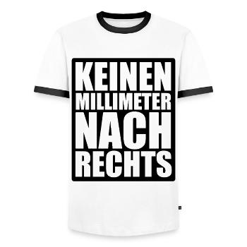 Keinen Millimeter nach rechts - gegen Hetze - Männer Kontrast-T-Shirt - Weiß/Schwarz - Vorne - AI Model Female 172 light (172cm) & AI Model Male 178 dark (178cm)
