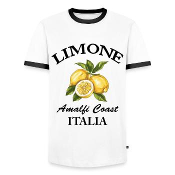Lemon Lemon Italy Fruit Amalfi Coast Italia - Men's Ringer Shirt - white/black - Front - AI Model Female 172 light (172cm) & AI Model Male 178 dark (178cm)