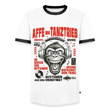 Bass Maul Shirt : Monkey pimente le rythme - T-shirt contrasté Homme - blanc/noir - Devant - AI Model Female 172 light (172cm) & AI Model Male 178 dark (178cm)