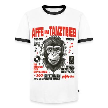 Wild Beat T-Shirt – Pure Monkey Dance - T-shirt contrasté Homme - blanc/noir - Devant - AI Model Female 172 light (172cm) & AI Model Male 178 dark (178cm)