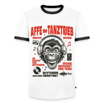 Kopfhörer Sound Shirt: Affen Rhythmus und Spaß - Männer Kontrast-T-Shirt - Weiß/Schwarz - Vorne - AI Model Female 172 light (172cm) & AI Model Male 178 dark (178cm)