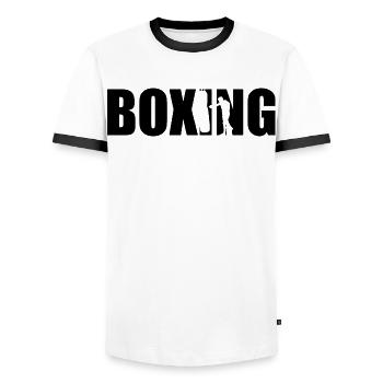 Boxe - T-shirt contrasté Homme - blanc/noir - Devant - AI Model Female 172 light (172cm) & AI Model Male 178 dark (178cm)