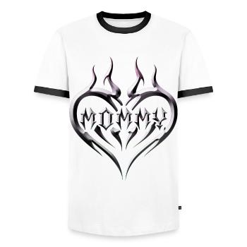 Tribal Heart Tattoo for Emo and Goth - Men's Ringer Shirt - white/black - Front - AI Model Female 172 light (172cm) & AI Model Male 178 dark (178cm)