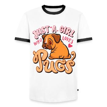 juste une fille qui aime les carlins - Cadeau Carlin - T-shirt contrasté Homme - blanc/noir - Devant - AI Model Female 172 light (172cm) & AI Model Male 178 dark (178cm)