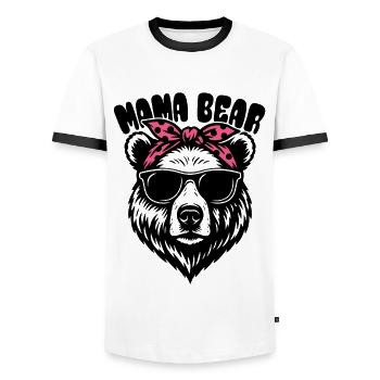 Maman Ours - Fête des Mères - Cadeau - T-shirt contrasté Homme - blanc/noir - Devant - AI Model Female 172 light (172cm) & AI Model Male 178 dark (178cm)