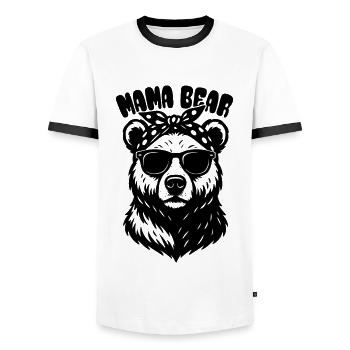 Maman Ours - Fête des Mères - Cadeau - T-shirt contrasté Homme - blanc/noir - Devant - AI Model Female 172 light (172cm) & AI Model Male 178 dark (178cm)
