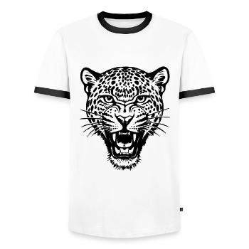 Leopard - Big Cat, Africa - Men's Ringer Shirt - white/black - Front - AI Model Female 172 light (172cm) & AI Model Male 178 dark (178cm)
