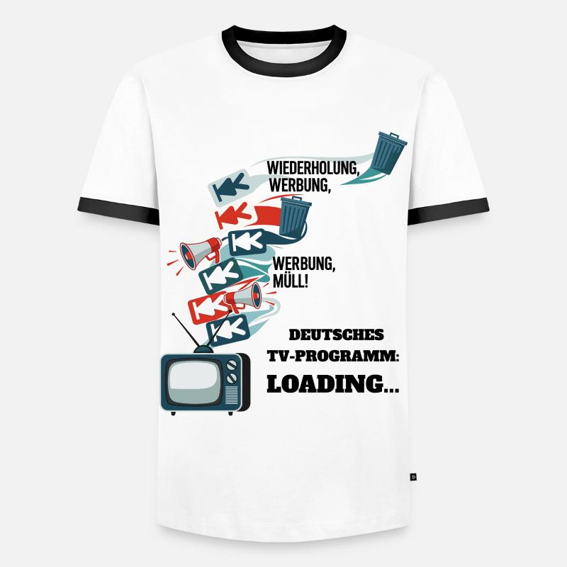 German TV Program: Loading... - Men's Ringer Shirt - white/black