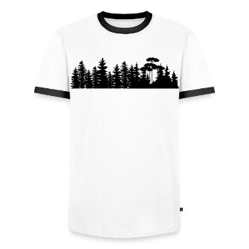 Forest Landscape Silhouettes Design - Men's Ringer Shirt - white/black - Front - AI Model Female 172 light (172cm) & AI Model Male 178 dark (178cm)