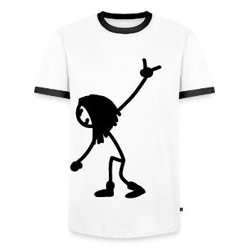 rock_stick_figure_1c - Men's Ringer Shirt - white/black - Front - AI Model Female 172 light (172cm) & AI Model Male 178 dark (178cm)